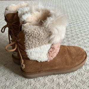UGG Women’s Size 9 Patchwork Chestnut Fluff